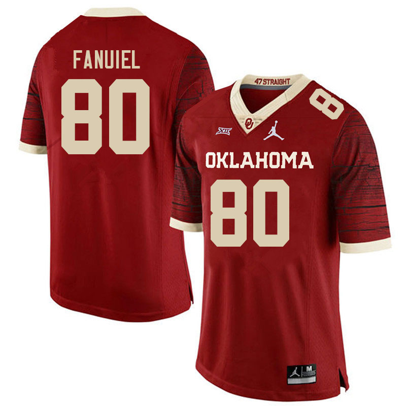 Men #80 Josh Fanuiel Oklahoma Sooners College Football Jerseys Stitched-Retro - Click Image to Close